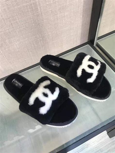 chanel quilted fur slippers|chanel shoes website.